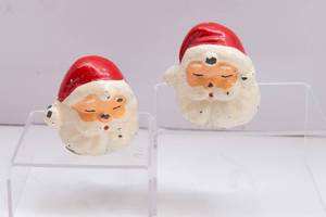 lot 330 image: Pair of Antique Lead Santas  Approximately 2 Tall