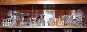 lot 313 image: Row of Intricate Clear Cut Glassware #1  Perfect for Entertaining or Displaying