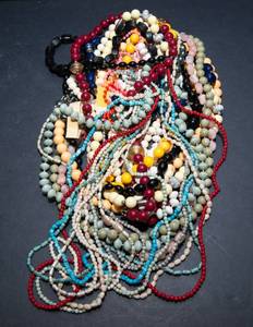 lot 365 image: Large Collection of Beaded Necklaces with a Couple of Bracelets