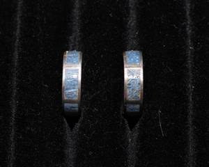 lot 345 image: Sterling Silver Hoop Earrings with Stone Inlay  Stamped 925