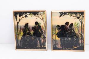 lot 388 image: Set of Two Vintage Silhouette Framed Wall Art