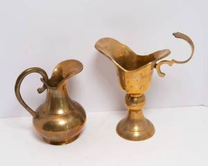 lot 400 image: Two Large Brass Pitchers