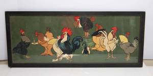 lot 404 image: Vintage Cockrells and Hens Wall Art  29.5 x 12.5
