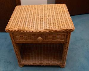 lot 457 image: Wicker Side Table  Tan, 21L x 17W x 22T