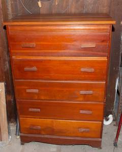 lot 496 image: Vintage Wooden Dresser  30W x 16.25D x 44.5T