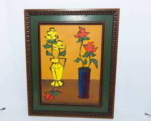 lot 540 image: Handpainted Artwork  Flowers in Two Vases