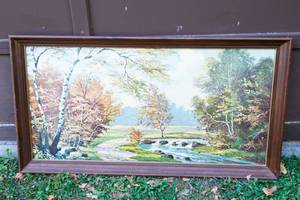 lot 583 image: Large Vintage Artwork  28 x 52.5