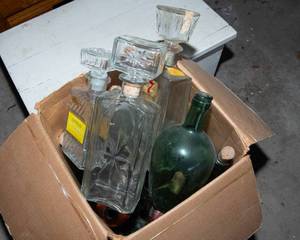 lot 564 image: Vintage Decanters & Unique Empty Liquor Bottles