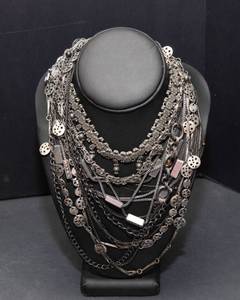 lot 407 image: Set of 6 Gunmetal-Tone Necklaces