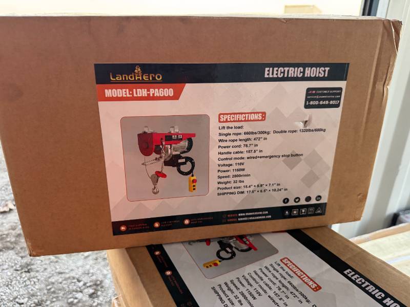 lot 133 image: 2025 Unused&nbsplandhero Lift the loadELECTRIC HOIST