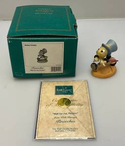 lot 58 image: Est. $135.00- $185.00 Vintage WDCC Wait For Me, Pinoke Pinocchio  (JIMMY The Cricket) Figurine In Original Box With COA