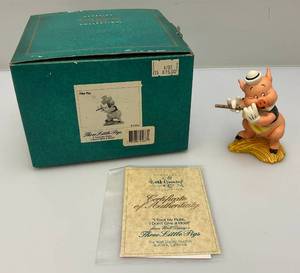 lot 65 image: Est. $85.00 - $175.00 Vintage WDCC  (I Toot My Flute, But I Dont Give A Hoot) Three Little Pigs (Fifer Pig) Figurines In Original Box With COA