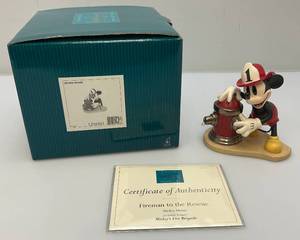 lot 107 image: Est. $155.00- $195.00 Vintage WDCC Fireman To The Rescue Mickey Mouse Figurine From Walt Disneys Mickeys Fire Brigade In Original Box With COA
