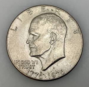 lot 114 image: 1776-1976 (D) Eisenhower Liberty Bell And Moon One US Dollar Bicentennial Type One Wide Print