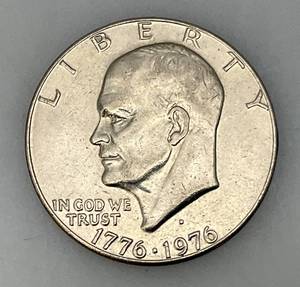 lot 120 image: 1776-1976 (D) Eisenhower Liberty Bell And Moon One US Dollar Bicentennial Type One Wide Print