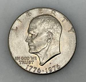 lot 130 image: 1776-1976 (D) Eisenhower Liberty Bell And Moon One US Dollar Bicentennial Type One Wide Print