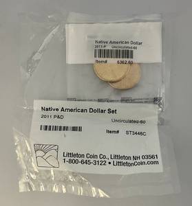 lot 141 image: 2011 Native American Sacagawea Dollar Set (P&D) (Factory Sealed)