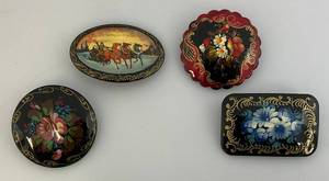 lot 165 image: Misc. Vintage Hand Painted Russian Brooches