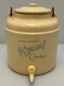 lot 225 image: Vintage Corona Stoneware Stone Reliable Cooler Water Cooler