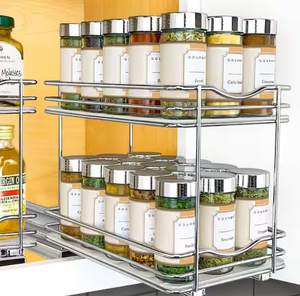 lot 3 image: LYNK PROFESSIONAL 6-14 in. Wide Double Silver Chrome Slide Out Spice Rack Pull Out Cabinet Organizer