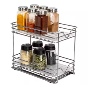 lot 5 image: HOUSEHOLD ESSENTIALS 6 in. W 2-Shelf Nickel Double Sliding Spice Rack Organizer