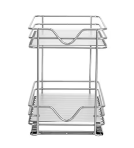 HOUSEHOLD ESSENTIALS 6 in. W 2-Shelf Nickel Double Sliding Spice Rack Organizer