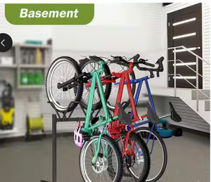 lot 9 image: Sttoraboks 3 Bikes Floor Stand, Adjustable Bicycle Parking Rack with Hook for Garage, Indoor, Outdoor, Rack Storage Capacity 150LBS