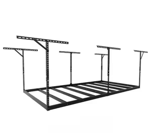 lot 13 image: FLEXIMOUNTS Max Series Frame 48 in. W x 96 in. D x 24 - 40 in. H Black Heavy Duty Ceiling Mounted Overhead Garage Storage Rack