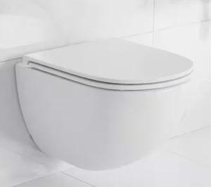 lot 15 image: Swiss Madison St. Tropez Wall Hung Elongated Toilet Bundle in Glossy White