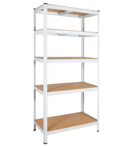 lot 26 image: Otryad 5-Shelf Metal Pantry Organizer with Adjustable Height, Multipurpose Kitchen Storage Utility Rack-White