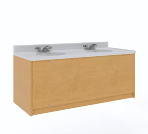 lot 34 image: TOT MATE 49 in. W x 21 in. D x 21.5 in. H Double Floor Bathroom Vanity Sink Marble Top, Kids Vanities Ready-to-Assemble (Maple)