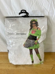 lot 56 image: Totally Awesome Screen Printed Off the Shoulder Mini Dress - Large - MSRP $34