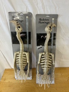 lot 62 image: (2) Skeleton Flamingo Yard Decoration