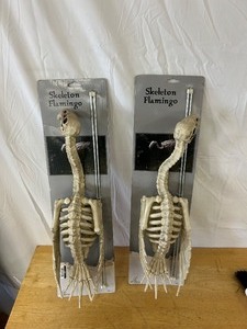 lot 63 image: (2) Skeleton Flamingo Yard Decoration