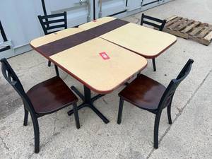 lot 446 image: Pair of Dinner Tables & Chairs- Rectangle
