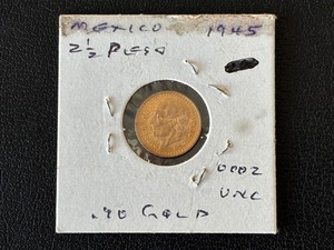 1945 Mexico Gold 2 1/2 Peso Coin 180,000 Minted