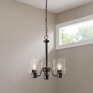 lot 6 image: Hampton Bay Castleford 3-Light Oil Rubbed Bronze Transitional Classic Chandelier for Dining Areas with No Bulbs Included   Customer Returns See Pictures