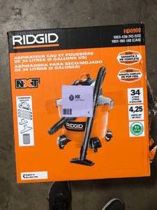 lot 8 image: RIDGID 9 Gal. 4.25 Peak HP NXT Shop Vacuum Wet Dry Vac with General Debris Filter, Locking Hose and Attachments HD0900 Used      Customer Returns See Pictures
