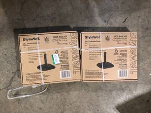 lot 63 image: Lot of StyleWell 26 lbs. Concrete and Resin Patio Umbrella Base in Black   Customer Returns See Pictures