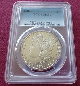 lot 9 image: 1887-S Morgan Dollar - PCGS MS62 - Nice