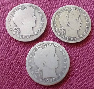 lot 25 image: (3) Barber Quarters