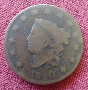 lot 67 image: 1820 Coronet Head Large Cent Penny