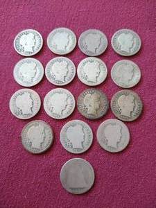 lot 82 image: (16) Silver Dimes - Mostly Barber