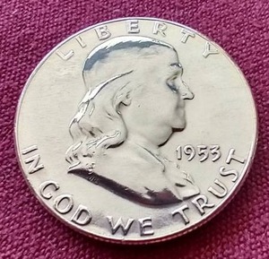 lot 84 image: 1953 Franklin Proof Half Dollar
