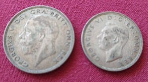 lot 87 image: (2) Vintage British Silver Coins