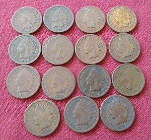 lot 98 image: (15) Indian Pennies - All 1800s