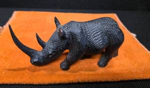 lot 2023 image: Hand-Carved Wooden Rhinoceros