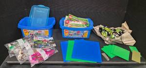 lot 2031 image: LEGO Lot Manuals, Base Plates, various Bricks, and two Bins with lids