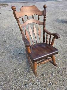 lot 2089 image: Sturdy Wooden Rocking Chair