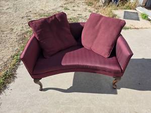 lot 2101 image: Miniature Maroon SofaLoveseat